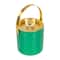 Hello Honey 1.5-Quart Enameled Stainless Steel Ice Bucket with Lid and Glass Knob, Gold Finish and Turquoise Color